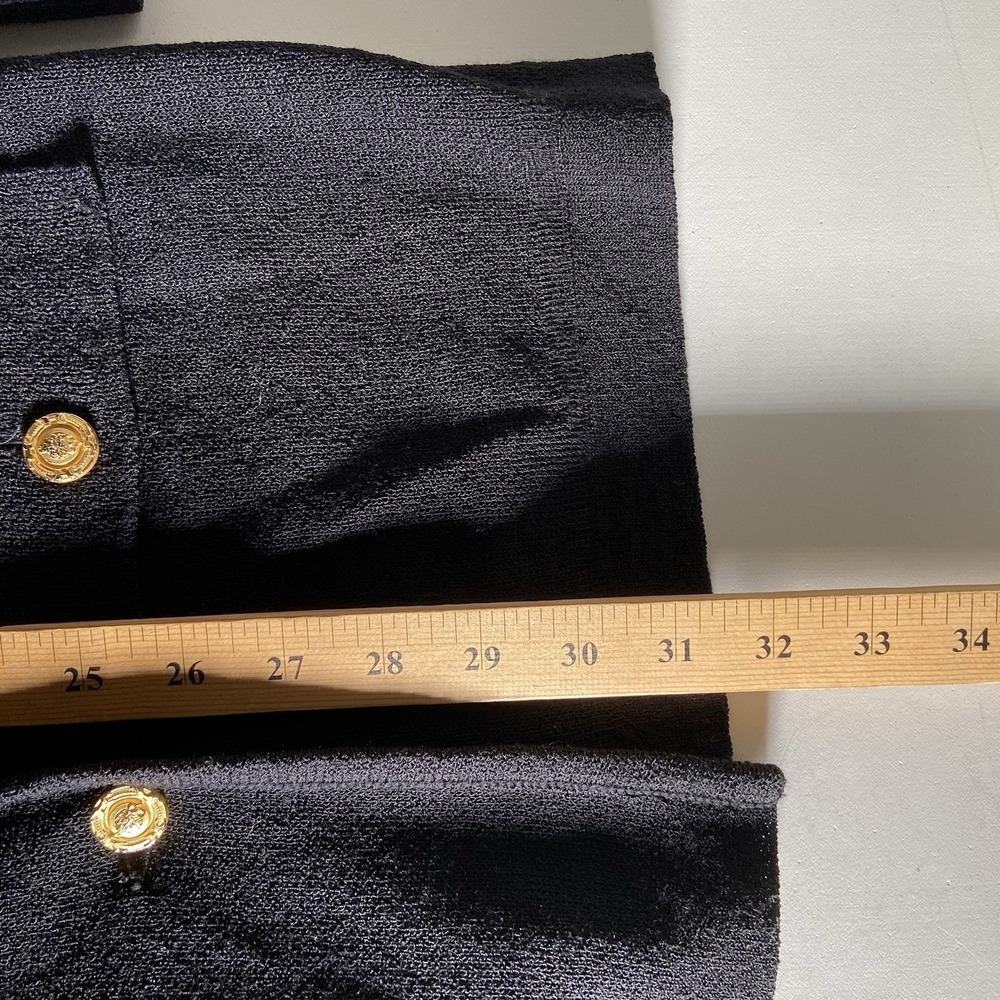 Classiques Entier Sweater Blazer XS Black Wool Military Gold Crest Buttons - Picture 8 of 9